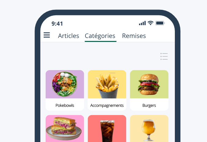 Artikelkatalog mit Kategorien in der App Tunder
